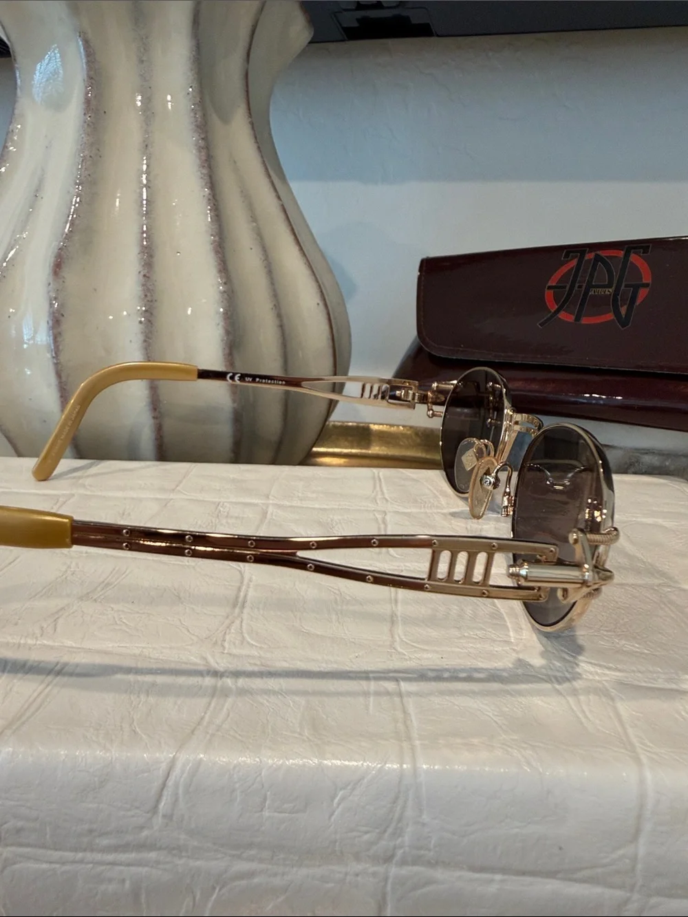Rare Vintage Jean Paul Gaultier 56-6101 Steampunk Gold Frames Sunglasses